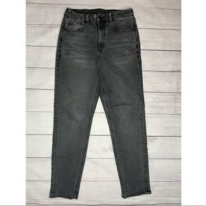 American Eagle black high rise tapered mom jeans